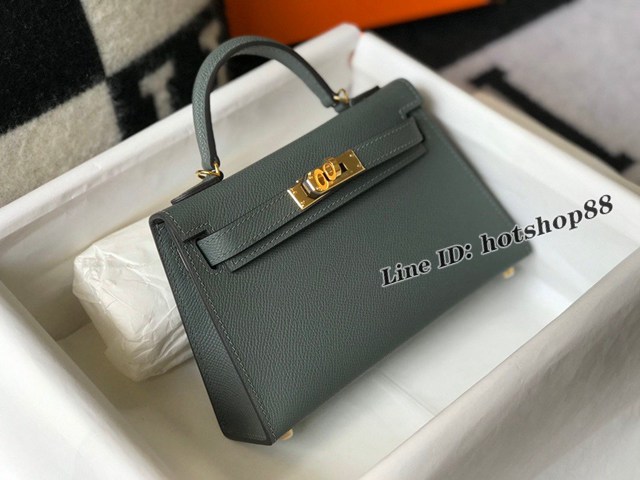 Hermes專櫃經典款手提女包 愛馬仕mini Kelly2代杏仁綠 ttd1025